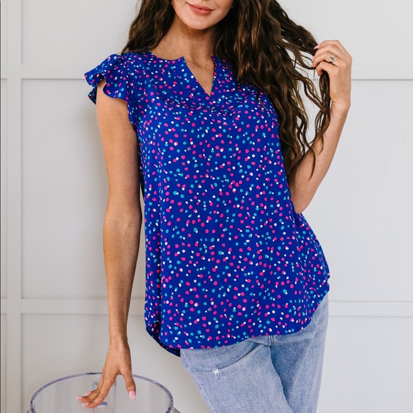 Dash of Pink Tops - True Blue & Confetti Blouse